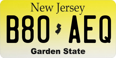 NJ license plate B80AEQ