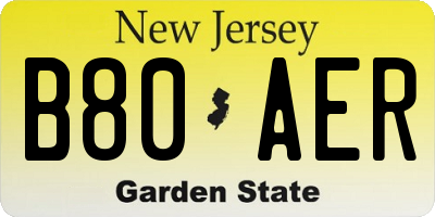 NJ license plate B80AER