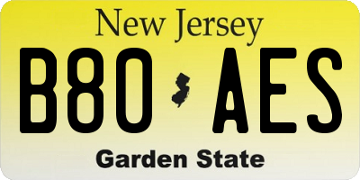 NJ license plate B80AES