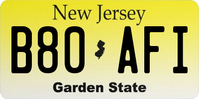NJ license plate B80AFI