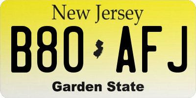 NJ license plate B80AFJ