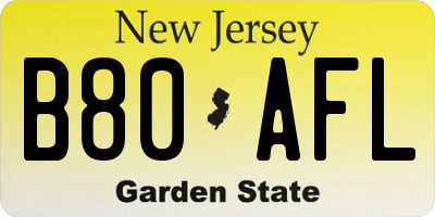 NJ license plate B80AFL