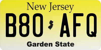 NJ license plate B80AFQ