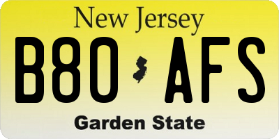 NJ license plate B80AFS