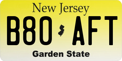 NJ license plate B80AFT