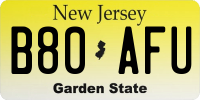 NJ license plate B80AFU