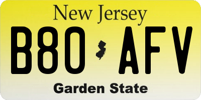 NJ license plate B80AFV