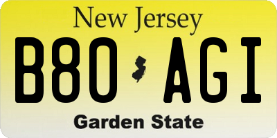 NJ license plate B80AGI