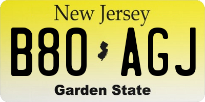 NJ license plate B80AGJ