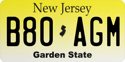 NJ license plate B80AGM
