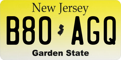 NJ license plate B80AGQ