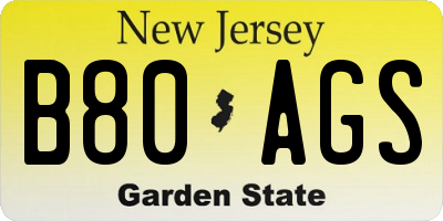 NJ license plate B80AGS
