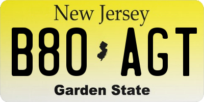 NJ license plate B80AGT