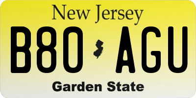 NJ license plate B80AGU