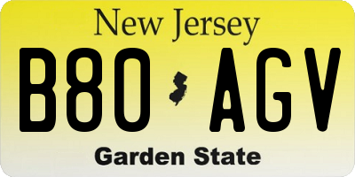 NJ license plate B80AGV