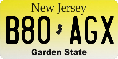 NJ license plate B80AGX