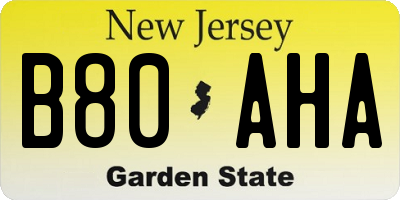 NJ license plate B80AHA