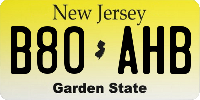 NJ license plate B80AHB