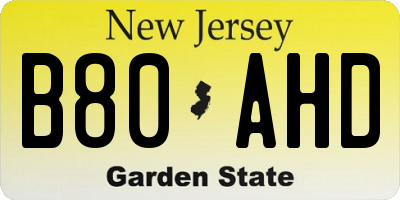 NJ license plate B80AHD