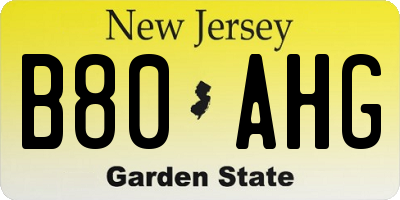 NJ license plate B80AHG