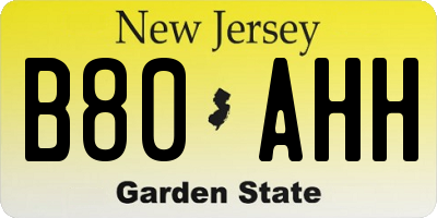 NJ license plate B80AHH