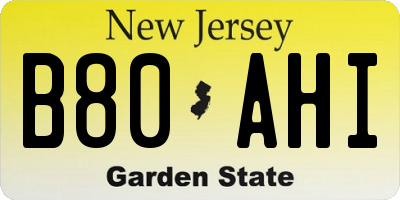 NJ license plate B80AHI