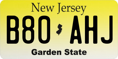 NJ license plate B80AHJ