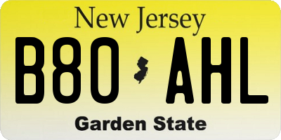NJ license plate B80AHL