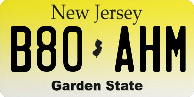NJ license plate B80AHM