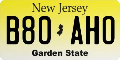 NJ license plate B80AHO