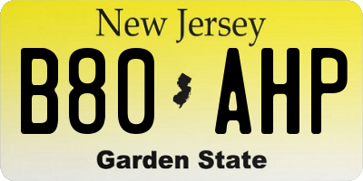 NJ license plate B80AHP