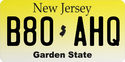 NJ license plate B80AHQ