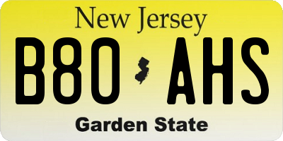 NJ license plate B80AHS