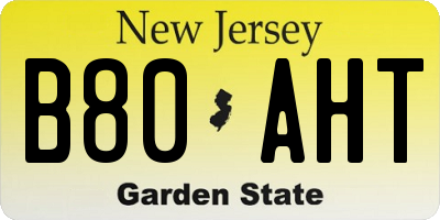 NJ license plate B80AHT
