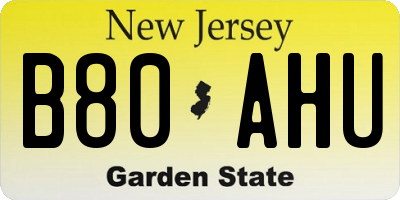NJ license plate B80AHU