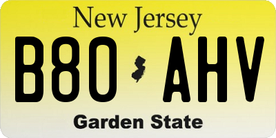 NJ license plate B80AHV