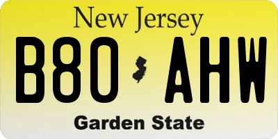 NJ license plate B80AHW