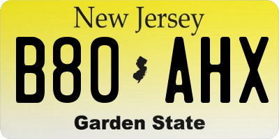 NJ license plate B80AHX
