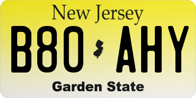 NJ license plate B80AHY