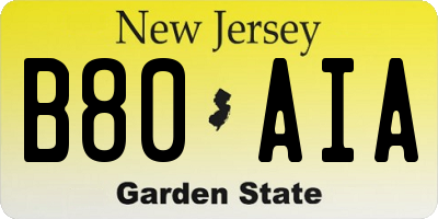 NJ license plate B80AIA
