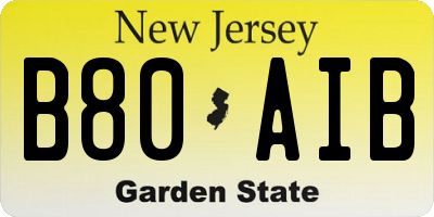 NJ license plate B80AIB