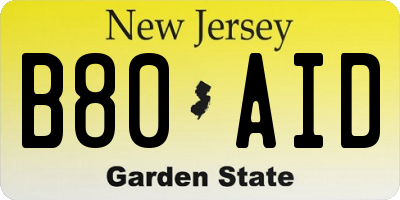 NJ license plate B80AID