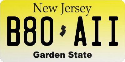 NJ license plate B80AII