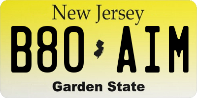 NJ license plate B80AIM