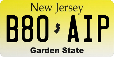 NJ license plate B80AIP