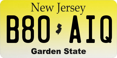 NJ license plate B80AIQ