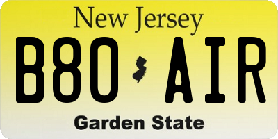 NJ license plate B80AIR