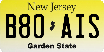 NJ license plate B80AIS