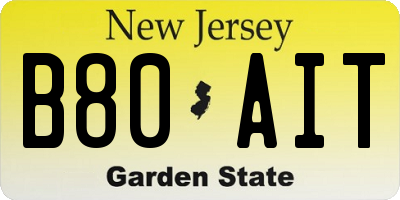 NJ license plate B80AIT