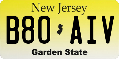 NJ license plate B80AIV
